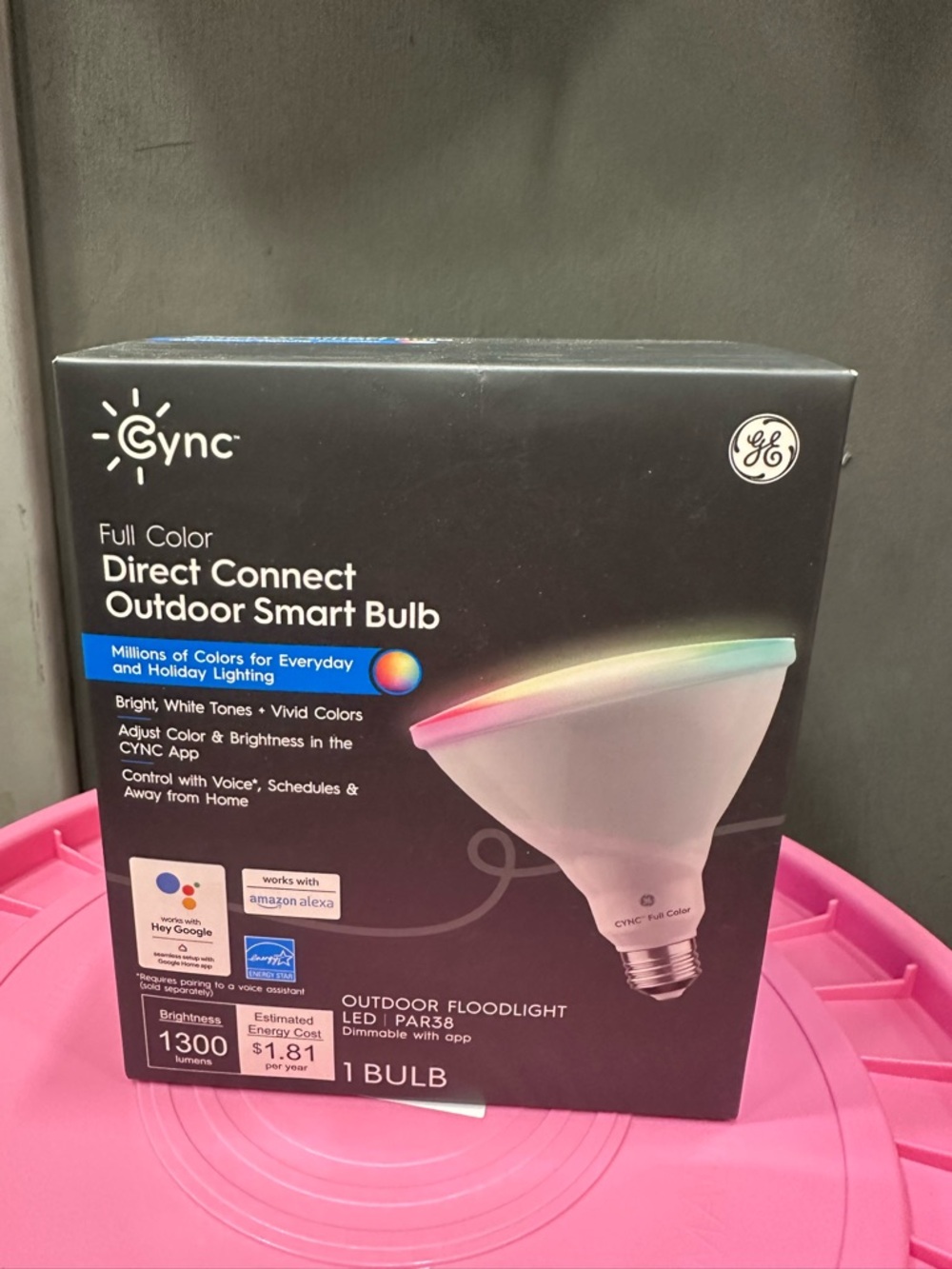 GE Cync Full Color Direct Connect Outdoor Smart Bulb - White with Rainbow Accent